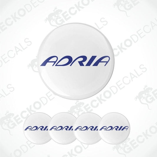 Set of Adria brand decal stickers on a white background