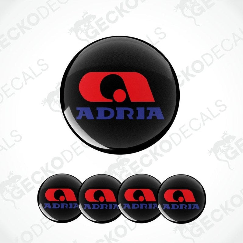 Set of Adria logo buttons on a white background with 'Gecko Decals' watermark.