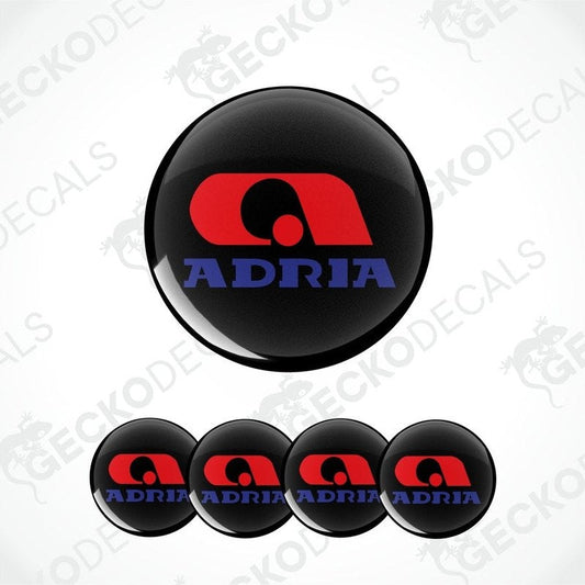 Set of Adria logo buttons on a white background with 'Gecko Decals' watermark.