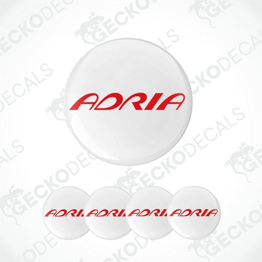 Set of Adria brand decal stickers on a white background