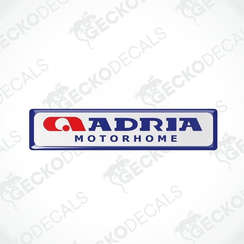 ADRIA Motorhome epoxy decal with red A logo and blue text
