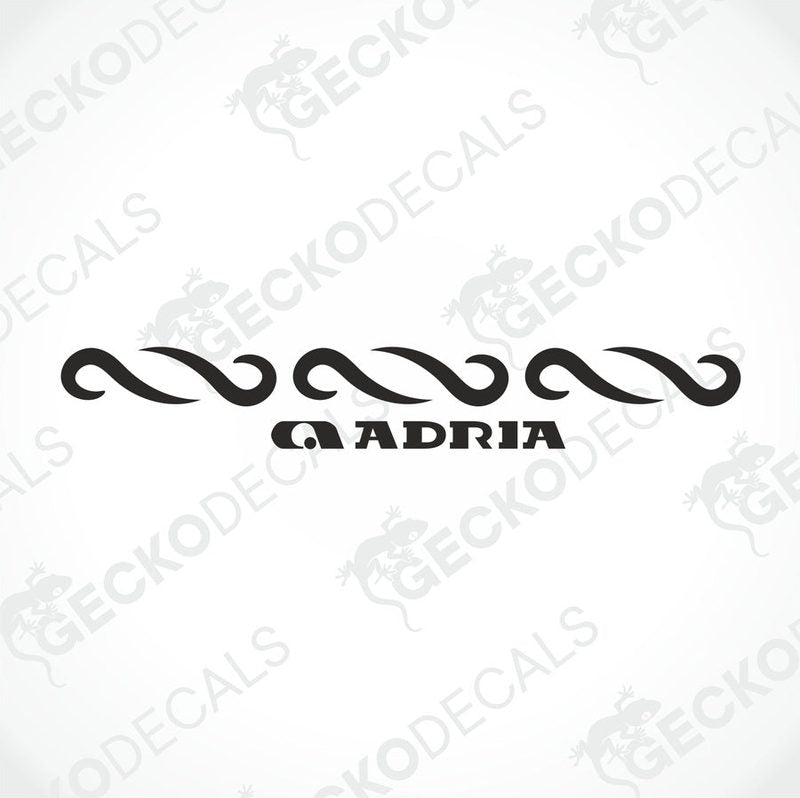 Black Adria caravan rear decal sticker with wavy lines on white background