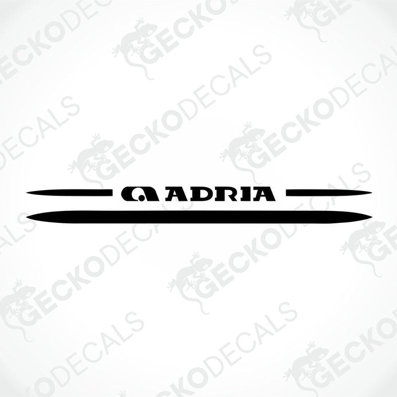 Black ADRIA caravan rear decal die-cut sticker with logo on white background