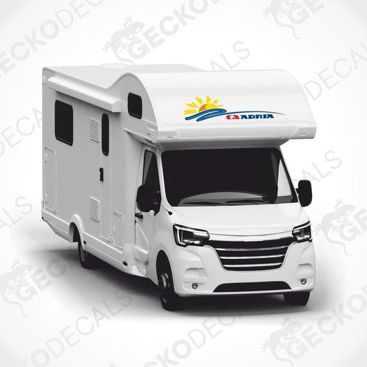 ADRIA SUNSHINE die-cut caravan sticker with sun and wave design on motorhome