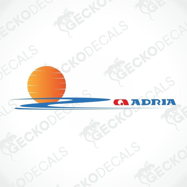 Orange sun and blue wave ADRIA caravan decorative sticker
