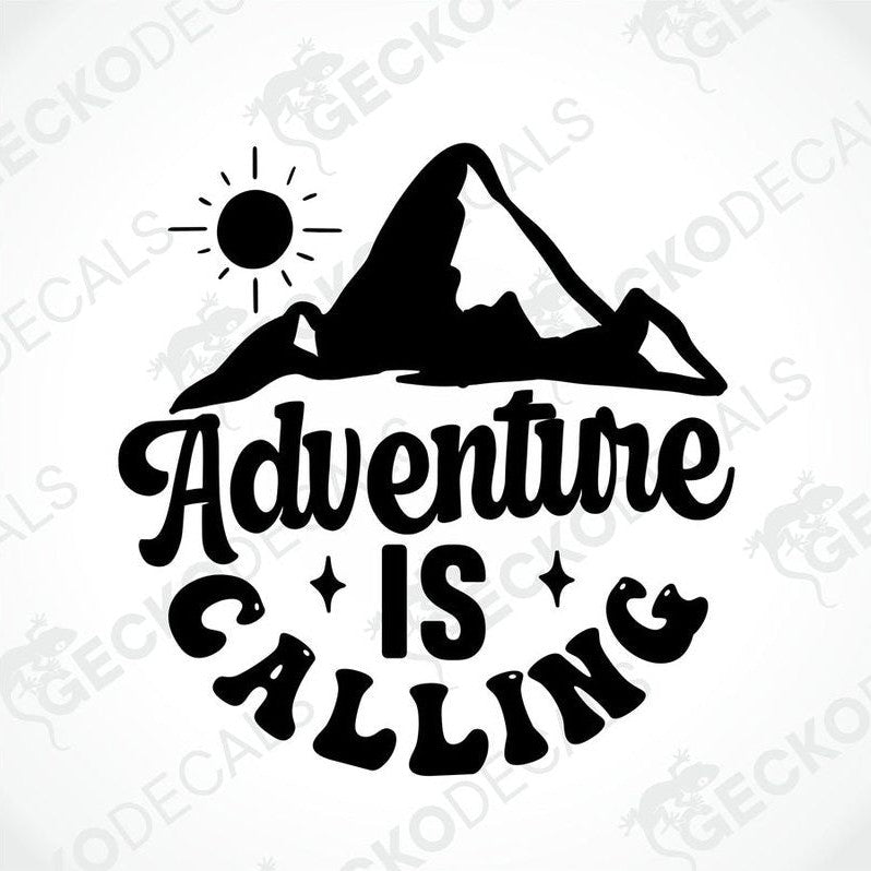 Black Adventure IS CALLING mountain decal with animal head C and G for camping