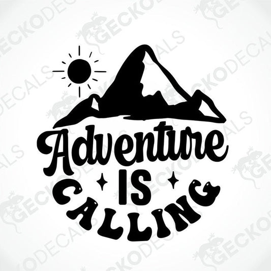 Black Adventure IS CALLING mountain decal with animal head C and G for camping