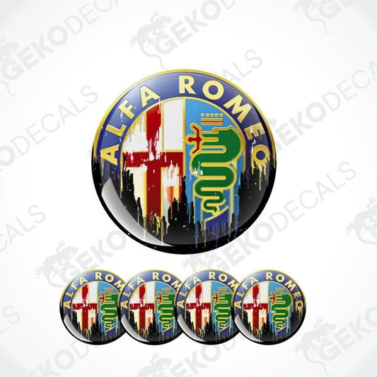 Alfa Romeo logo decal with colorful design on a white background