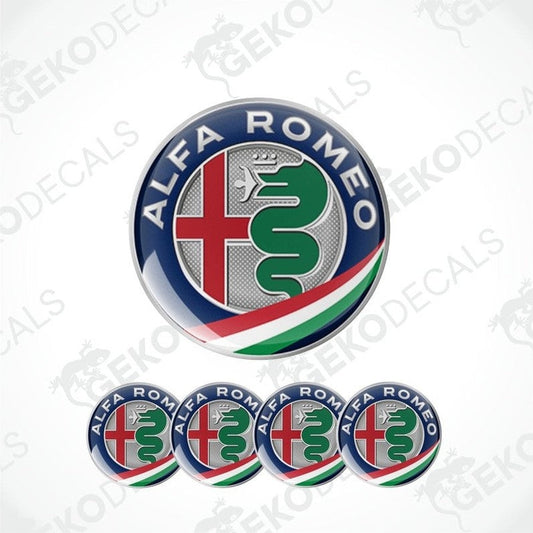 Alfa Romeo logo and multiple variations on a white background