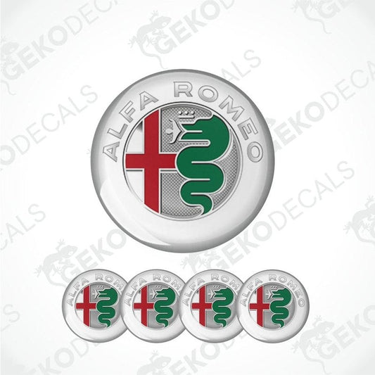 Alfa Romeo logo with a green snake and red cross on a white background