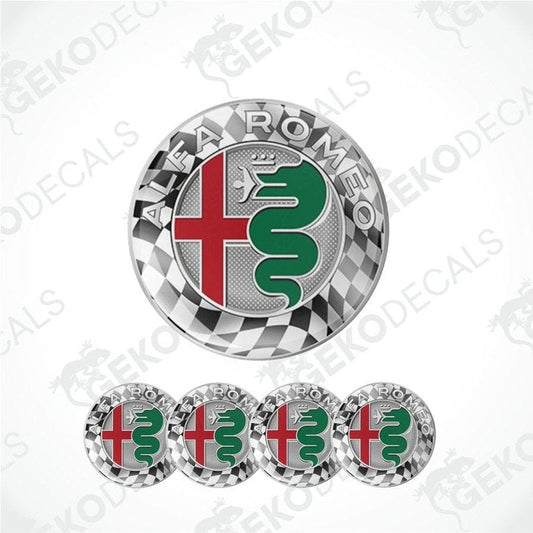 Alfa Romeo emblem decal set on a white background