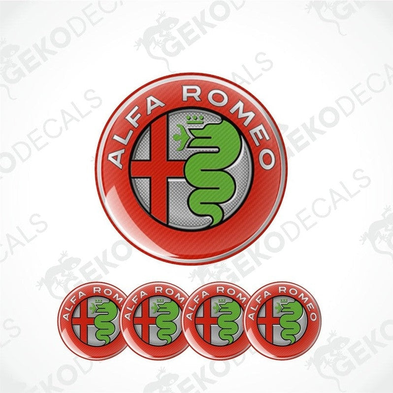 Alfa Romeo logo and decal set on a white background