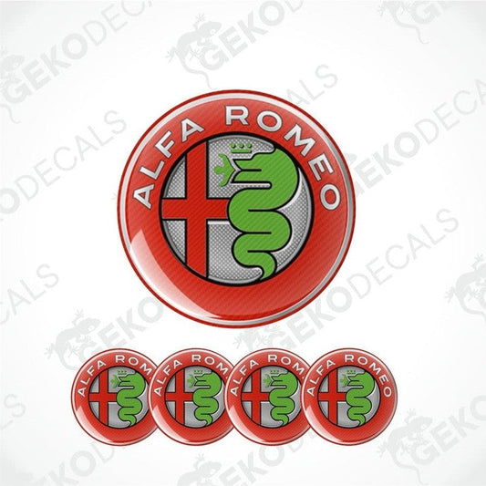 Alfa Romeo logo and decal set on a white background