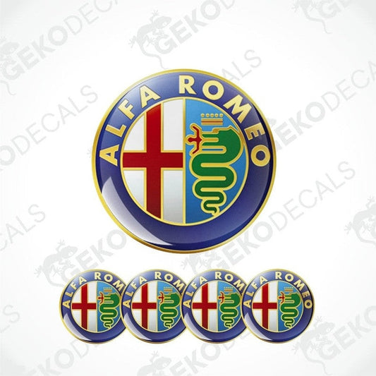 Alfa Romeo logo and multiple variations on a white background