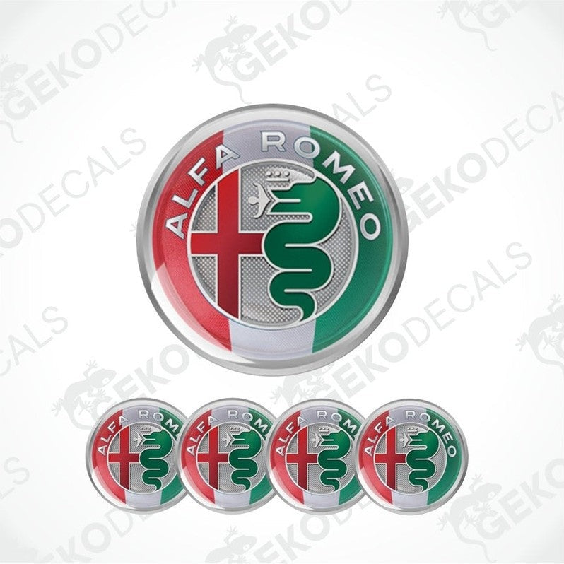 Alfa Romeo logo with Italian flag colors on a white background