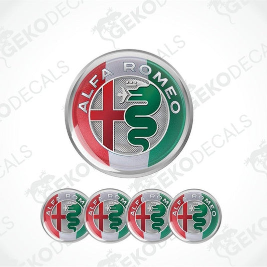 Alfa Romeo logo with Italian flag colors on a white background