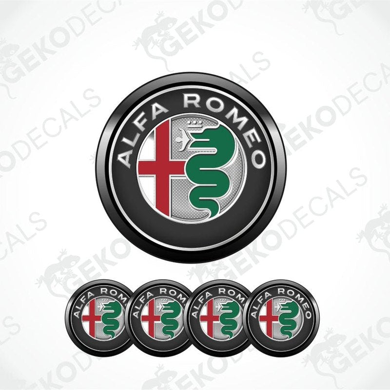 Alfa Romeo logo and decal set on a white background