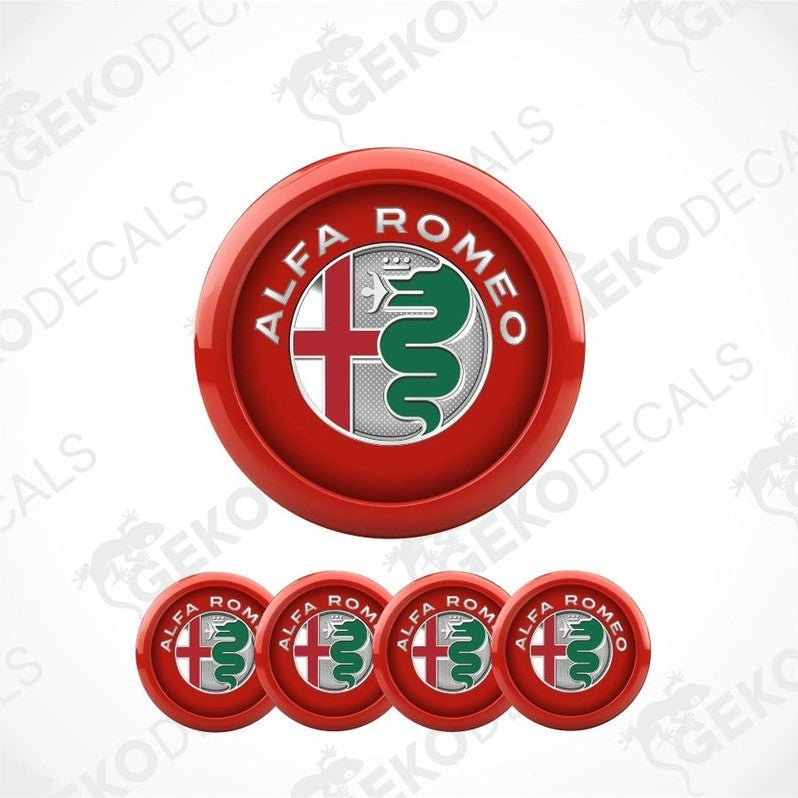 Alfa Romeo logo and decal set on a white background