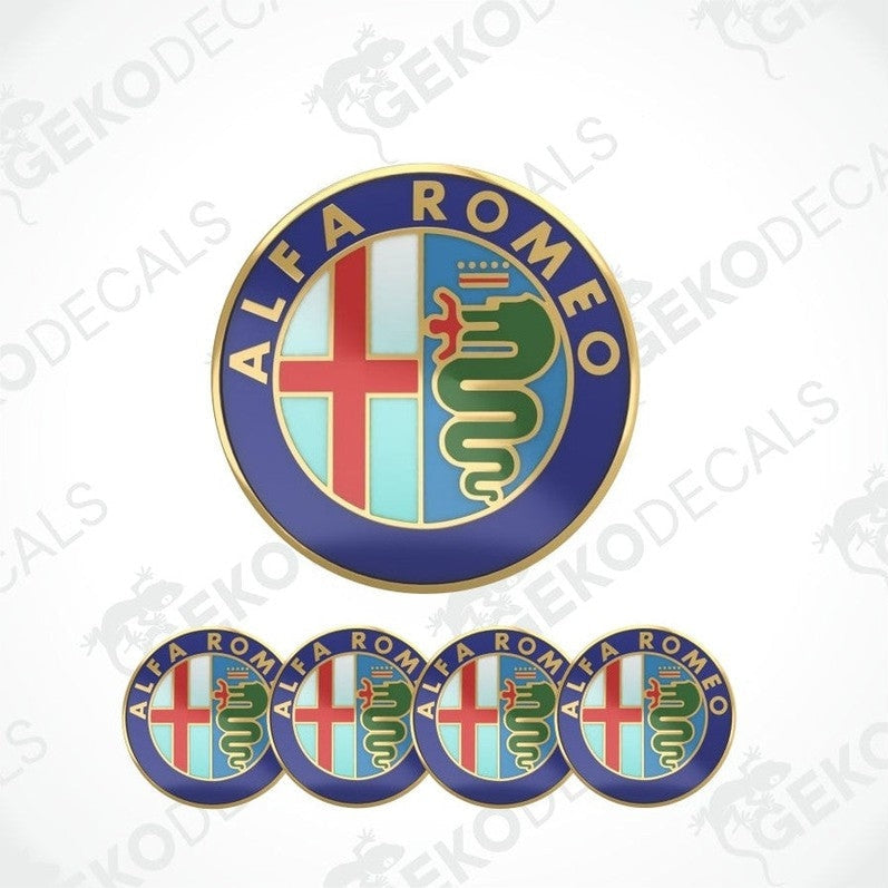 Alfa Romeo logo and decal set on a white background