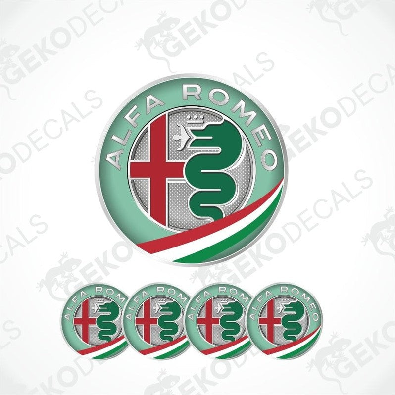 Alfa Romeo logo decal set on a white background