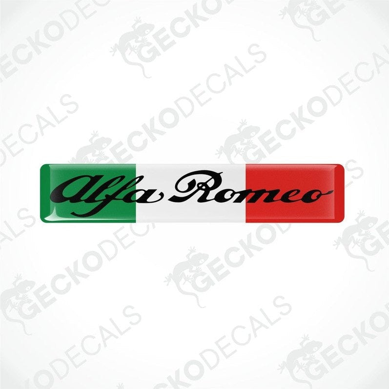 Vinyl stickers with the ALFA ROMEO branding and Italian flag colors.