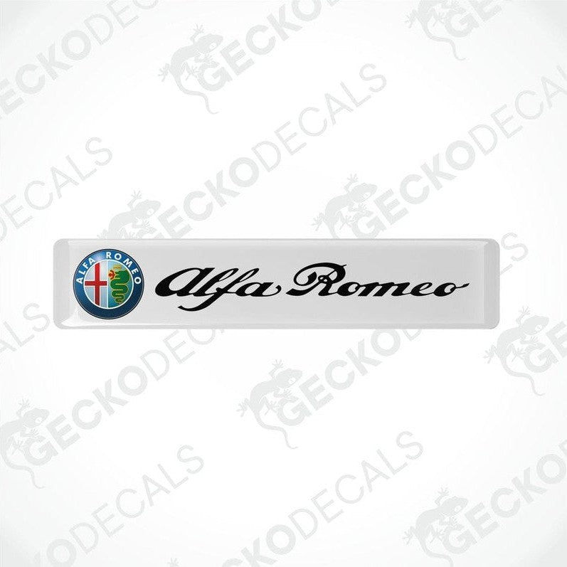 White vinyl stickers with the Alfa Romeo logo in black.