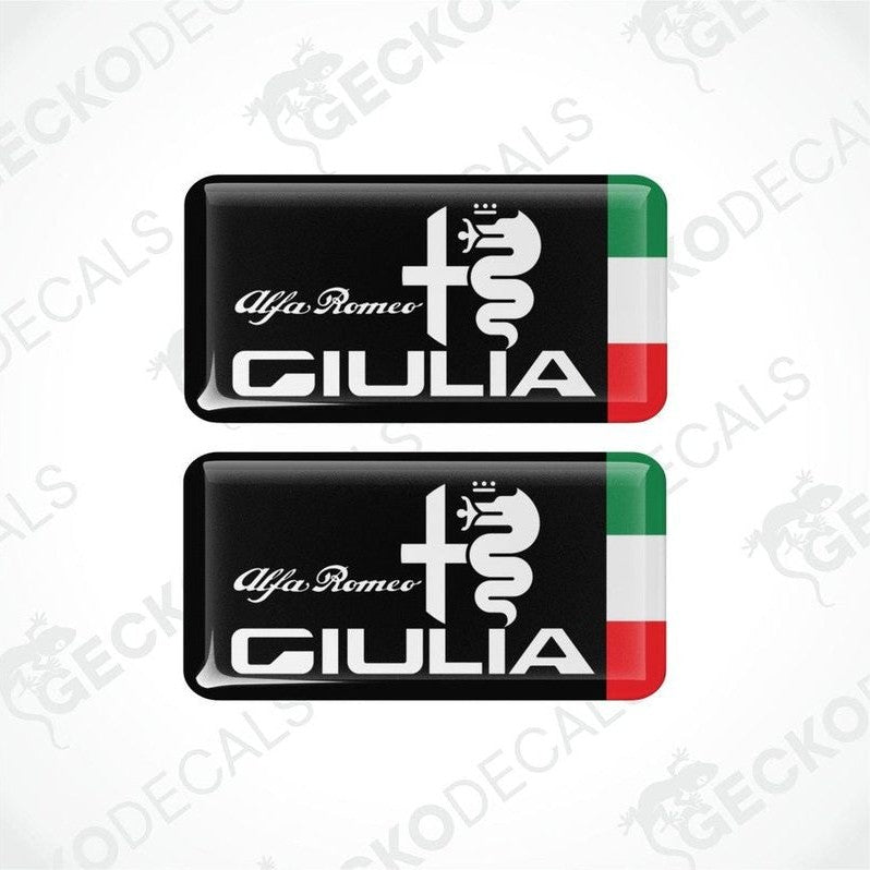 Set of two Alfa Romeo Giulia vinyl stickers with glossy epoxy coating and logo