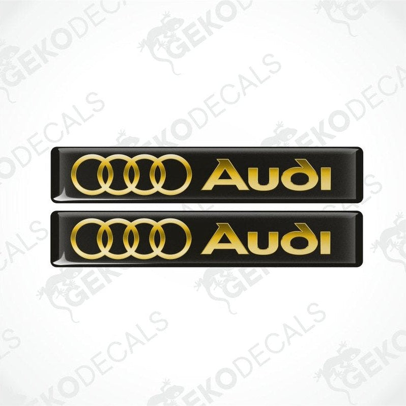 Two Audi logo emblems on a white background with 'Gekodecals' branding.