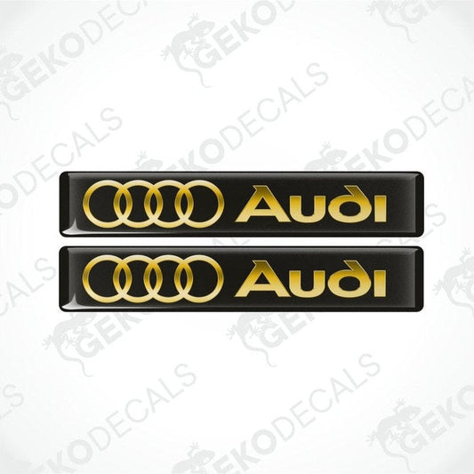 Two Audi logo emblems on a white background with 'Gekodecals' branding.