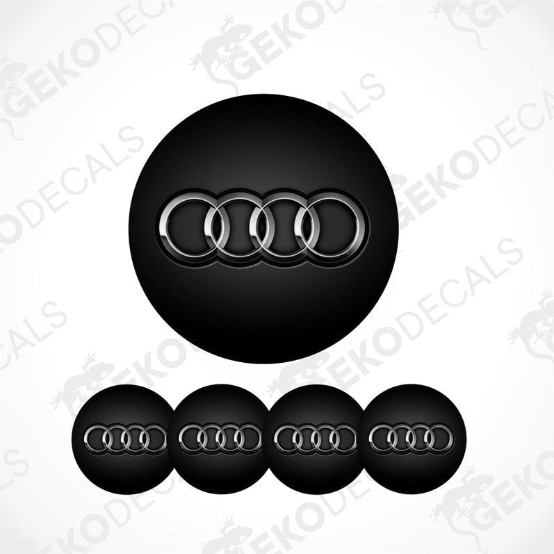 Audi logo decal set on a white background with 'Gekodecals' branding.