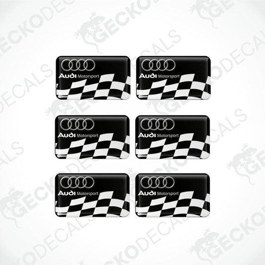 Set of six black and white checkered decals with the Audi Motorsport logo.