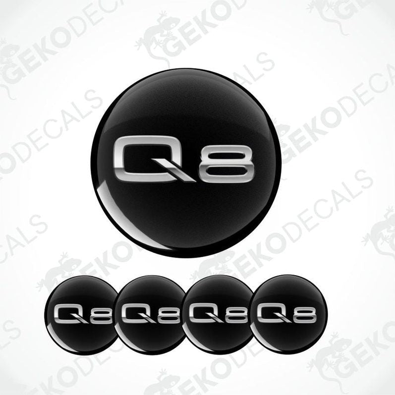 Q8 logo and multiple Q8 emblems on a white background with 'Gekodecals' branding.