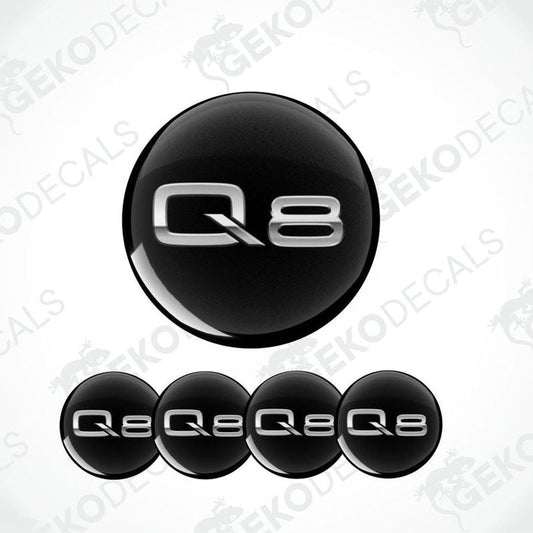 Q8 logo and multiple Q8 emblems on a white background with 'Gekodecals' branding.