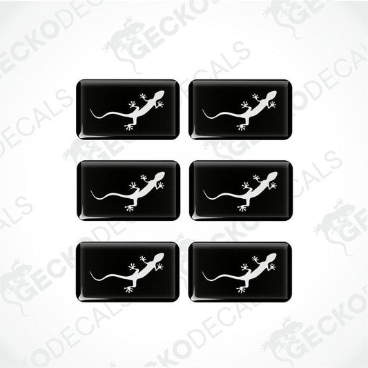 A set of six black vinyl stickers with a white outline of a car, specifically an Audi Quattro.