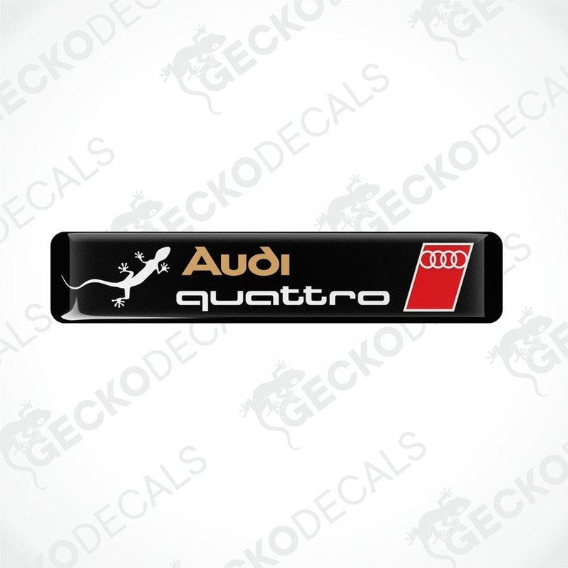  Audi Quattro branded vinyl decals with a black background and red and white accents.