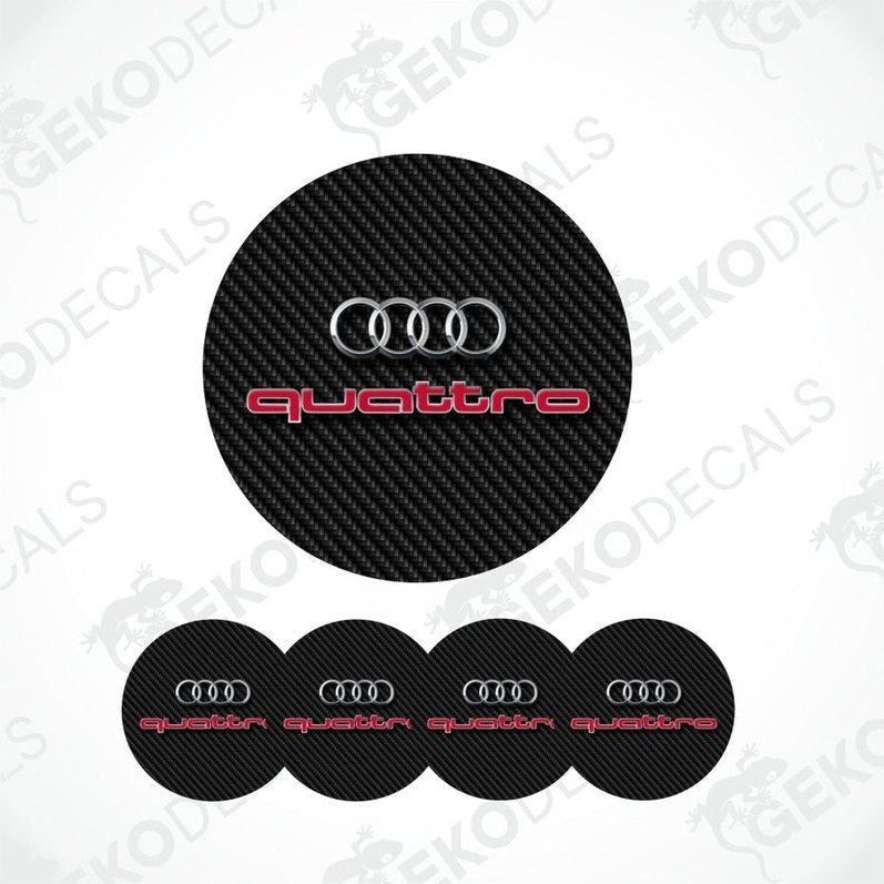 Audi logo decal set on a white background with 'Gekodecals' branding.