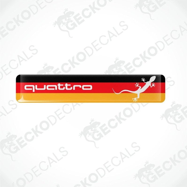 Audi Quattro stickers, in the colors of the German flag.