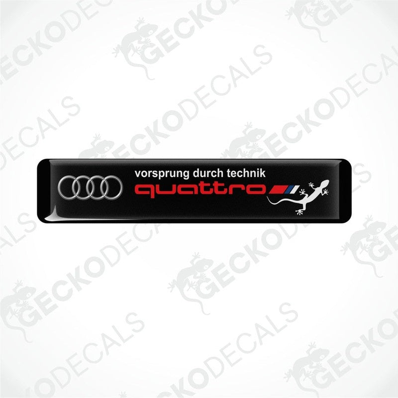 Black vinyl decals with 'quattro' and 'vorsprung durch technik' text, and Audi logo