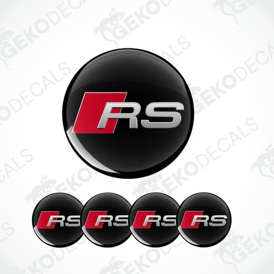 Set of Audi RS logos on a white background with 'Gekodecals' branding.
