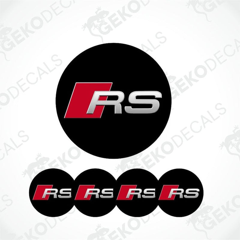 Audi RS logo decal set on a white background with 'Gekodecals' watermark.