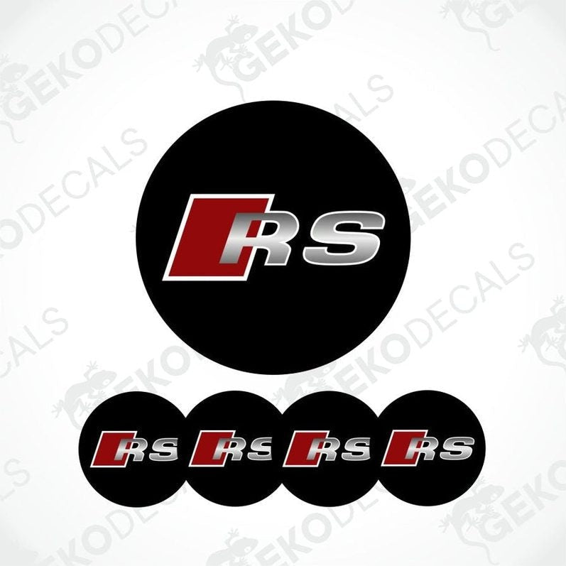 Audi RS logo decal set on a white background with 'Gekodecals' branding.