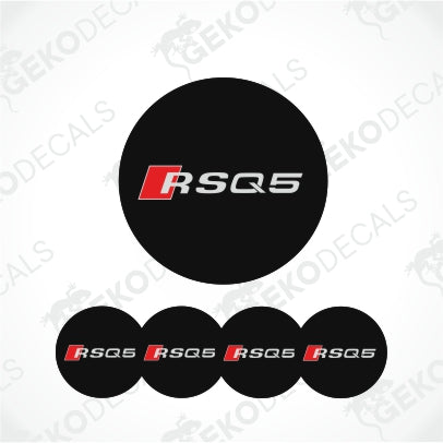 RS Q5 logo with a red square in front 
in the center of the black circle