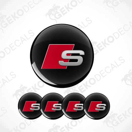 Audi S logo decal set on a white background with 'Gekodecals' branding.