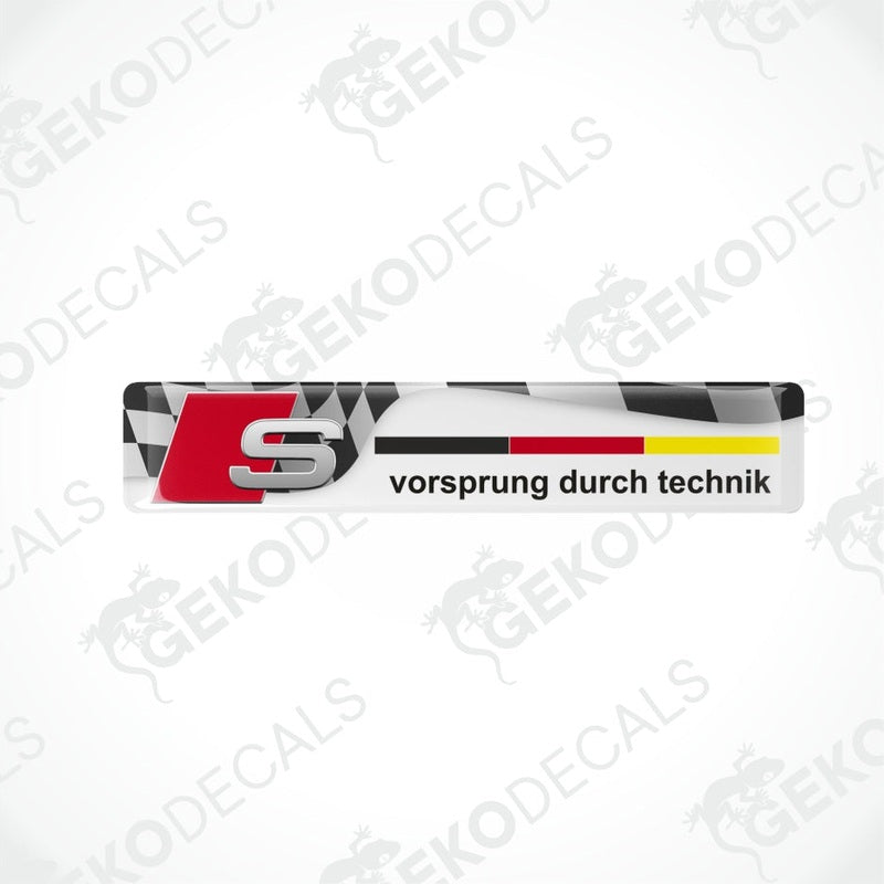 Audi decal with logo and text on a white background