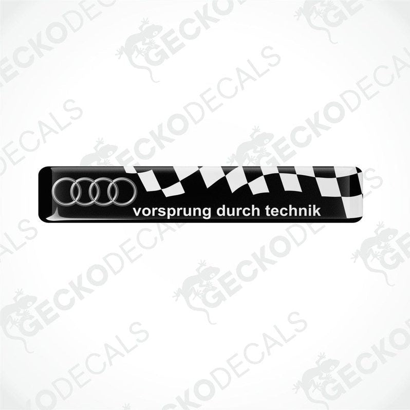 Black and white vinyl decals with 'vorsprung durch technik' text and Audi logo