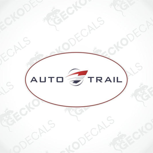 A die cut sticker with the AUTO-TRAIL brand logo, suitable for use on vehicles.