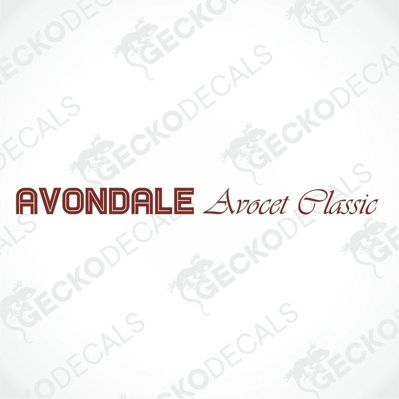 Avondale Avocet Classic maroon die-cut caravan sticker on white background