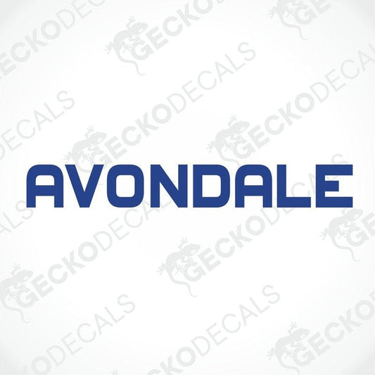 AVONDALE CARAVANS die cut sticker in dark blue sans-serif text for caravan interior or exterior