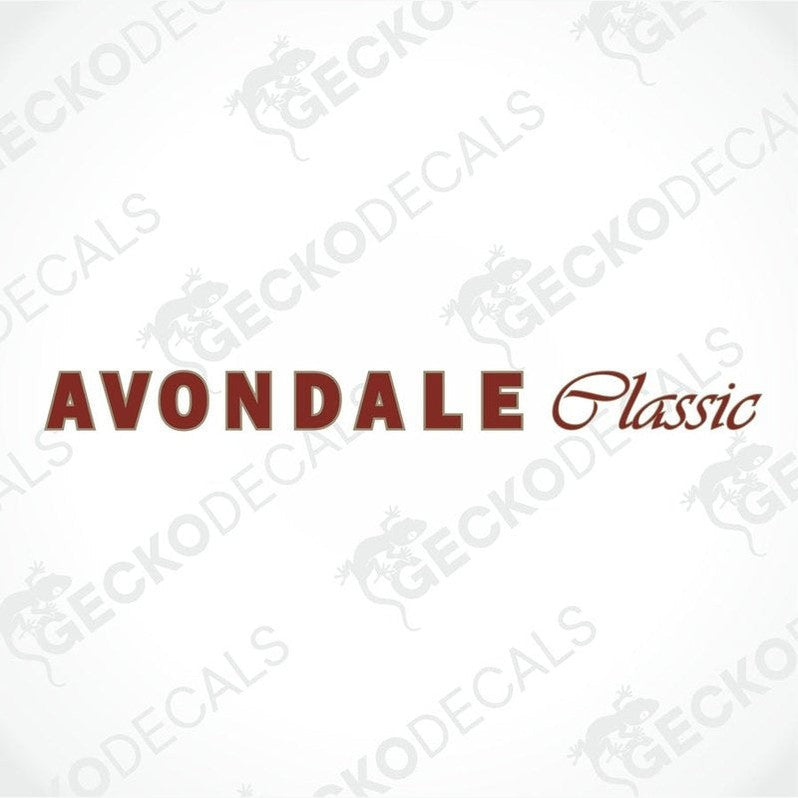 Avondale Classic block and script text sticker design in reddish-brown