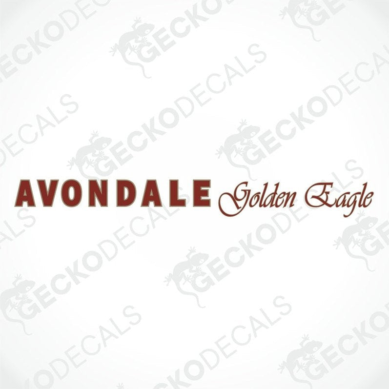 Avondale Golden Eagle maroon die-cut decorative sticker with cursive script